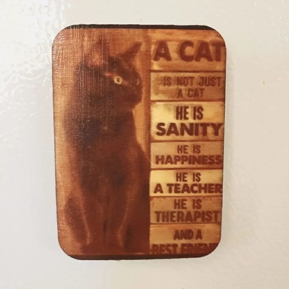 Retro,Wood Refrigerator magnet /mini wall hanging. Cat...best friend
